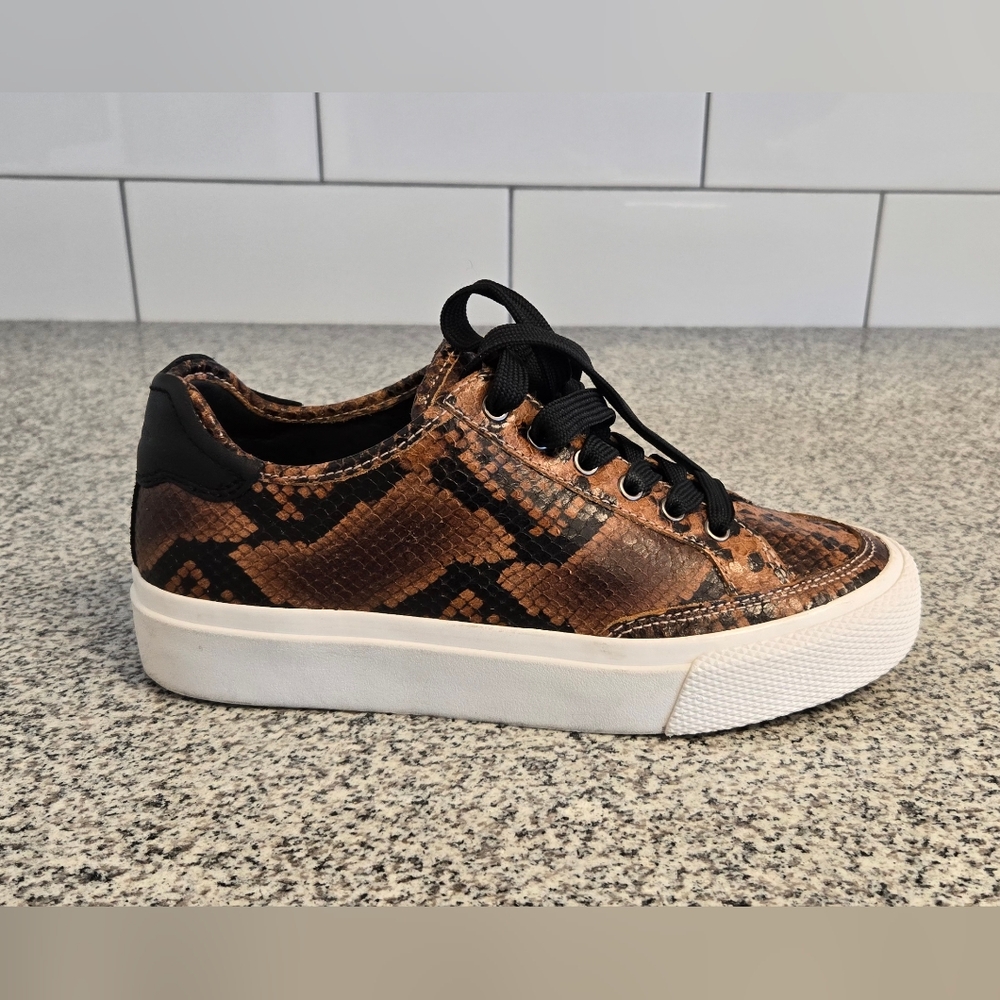 rag & bone Brown Snake-Print Low Top Sneakers